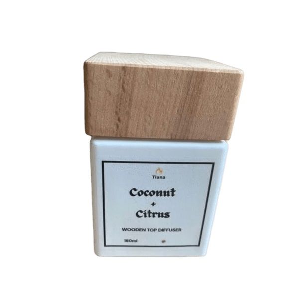 TTiana Wooden Top Diffuser- 180ml - Coconut + Citrus