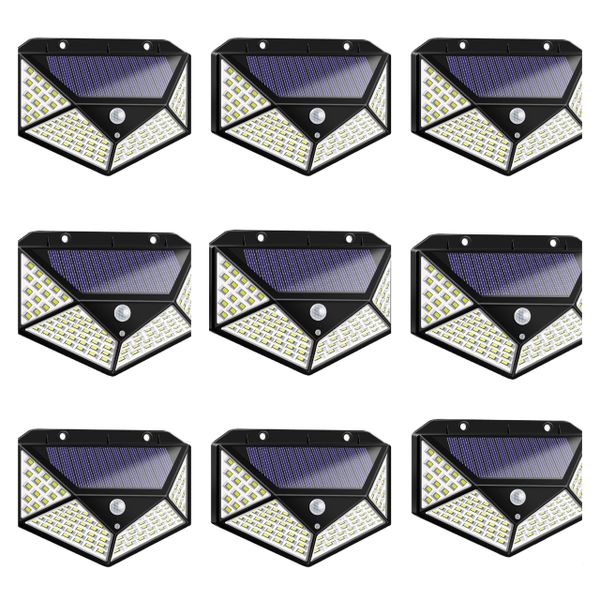100 LED Solar Motion Wall Light - 9 Pack