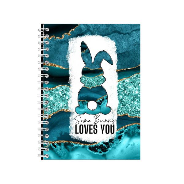 Blue Green Glitter Bunny Spring Notebook Gift Idea A4 Notepad Pad 77