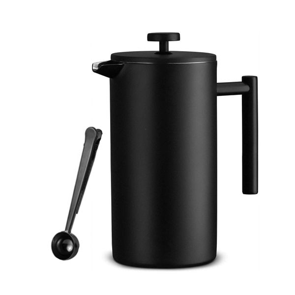 1L Stainless Steel French Press - Triple Filter, Double Wall Insulation
