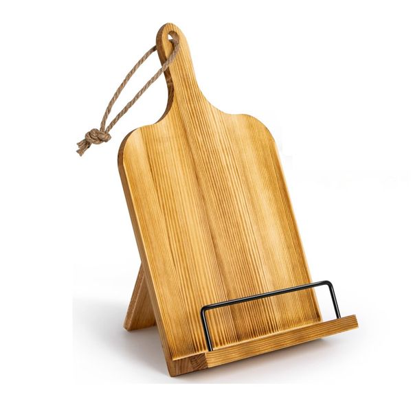Wooden Cookbook Stand Recipe Book &amp; Tablet/iPad Holder for Kitchen Counter