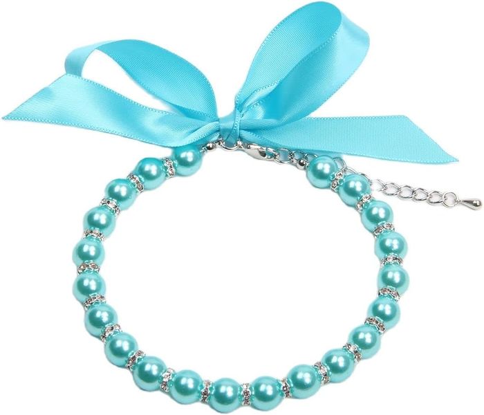 Dog Cat Pearl Collar Bling Bow Pet Jewelry