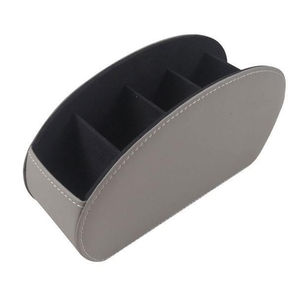 Remote Control Holder, 5 Compartments Leather TV Remoter Caddy(Silver Gray)