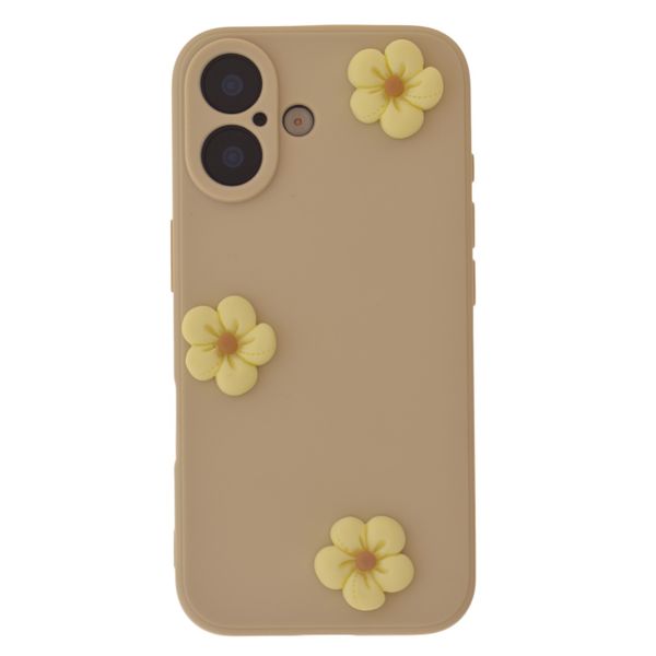 Soft Matte Beige Protective Case With 3D Yellow Floral Design