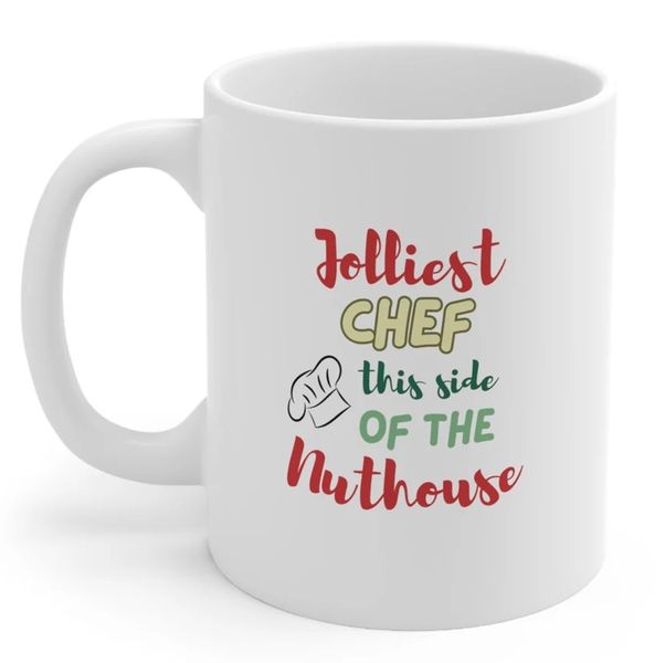 Jolliest Chef Nuthouse Christmas Birthday Colleague Gift Mug