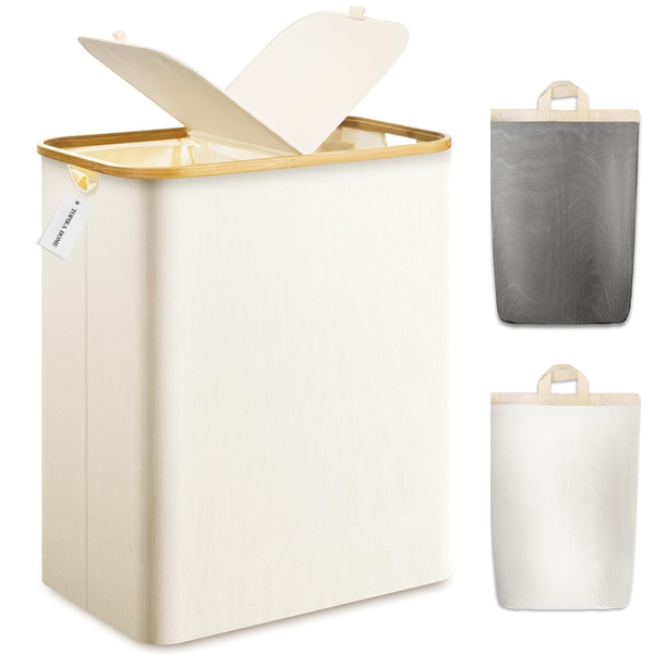TopikaHome-Laundry Hamper with Lid,140L Collapsible Laundry Basket for Home