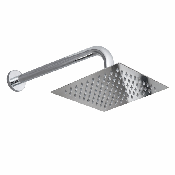10-Inch Square Ultra-Thin Chrome Rainfall Shower Head with Shower Arm