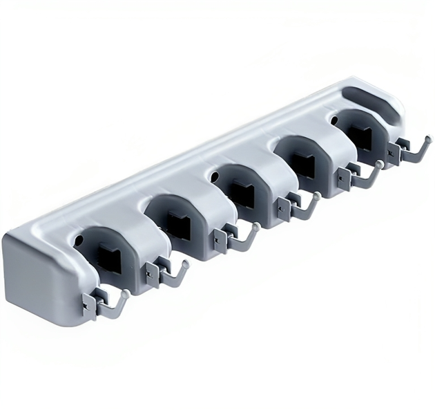 Wall Mounted Broom - Mop Holder 5 Holders - 6 Hooks