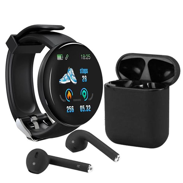 Smart Watch D18 and i12 TWS Wireless Bluetooth Ear Pods with Charging Box