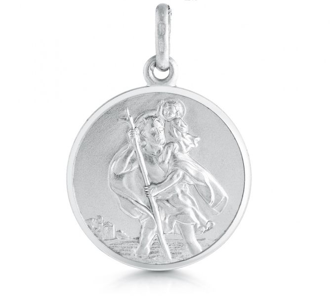 Broadway Jewellers - 925 Sterling Silver - Round St Christopher Pendant 1