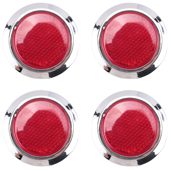 4 Pcs Auto Car Plastic Round Reflective Reflector Sticker Red