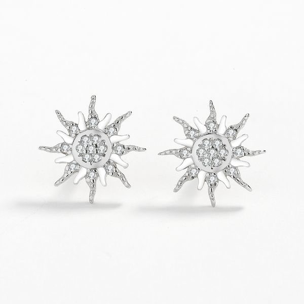 Sun Star Diamante Silver Earrings