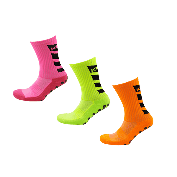 Kupe Active Lumo Grip Sock Combo - Calf Pink, Lime &amp; Orange