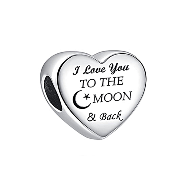 925 Sterling Silver Love you to the Moon and Back Bracelet Charm / Pendant