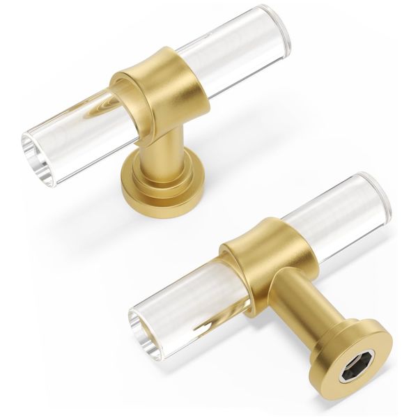 Sereno T-Bar Acrylic Duo Drawer Pulls Dresser Cupboard Cabinet Knobs
