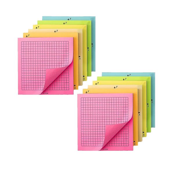Graph Paper Sticky Notes Set 6 Pastel Colors Graph Sticky Notes for School