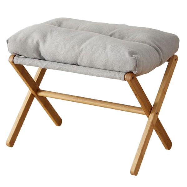 Home Decor Folding Bamboo Foot Stool With Soft Cushion -53cm