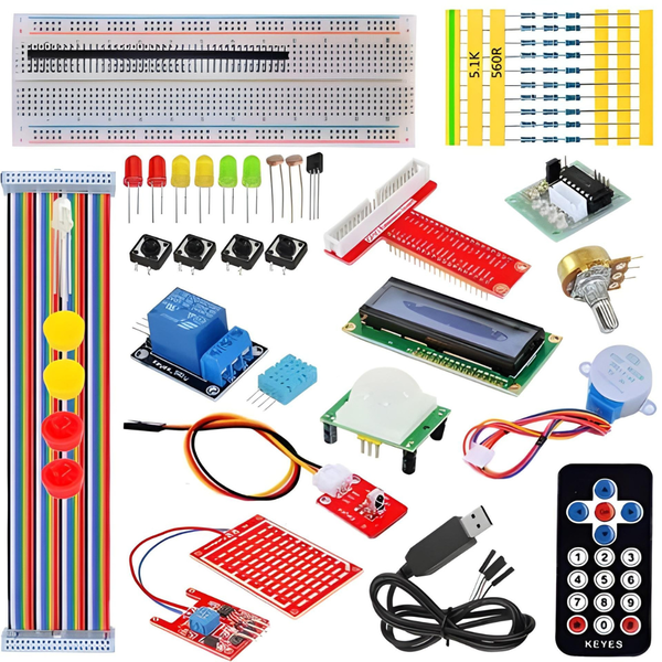 HKD Raspberry Pi Starter Kit - 58-Piece Educational Electronics Kit