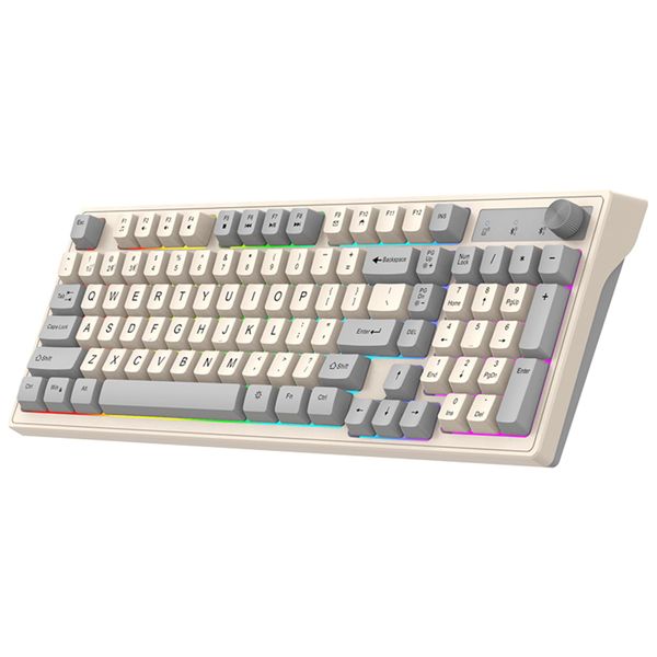 Dual-Channl BT/2.4G Mechanical Keyboard with Backlit Rechargeable Keyboard