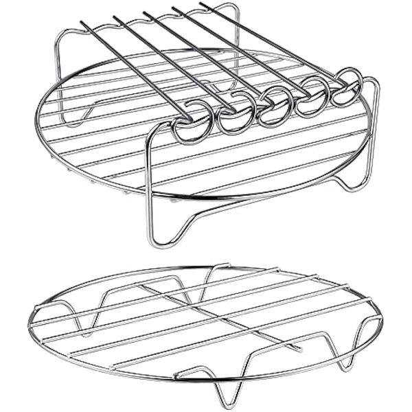 Air Fryer Rack XL Set of 2 -| Stainless Steel Double Layer with Skewer