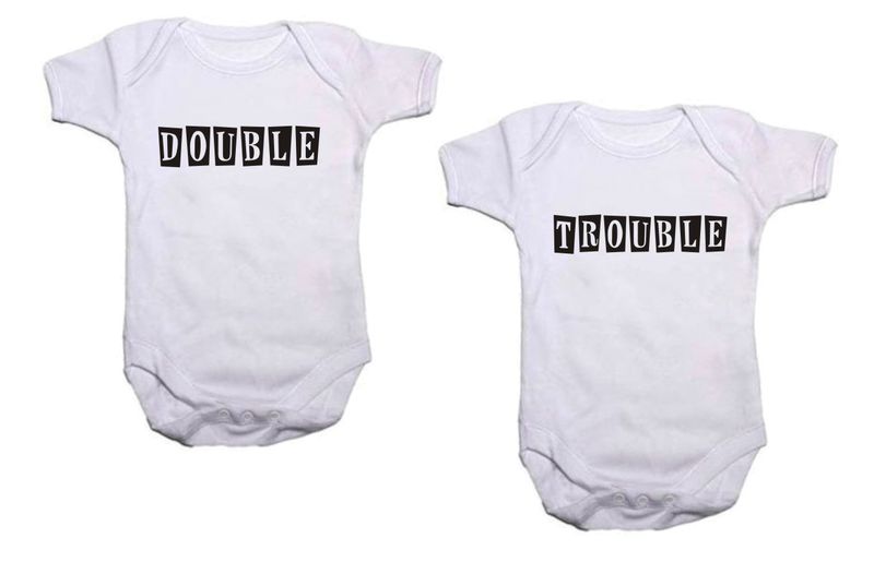Qtees Africa - Double Trouble twin pack baby grows