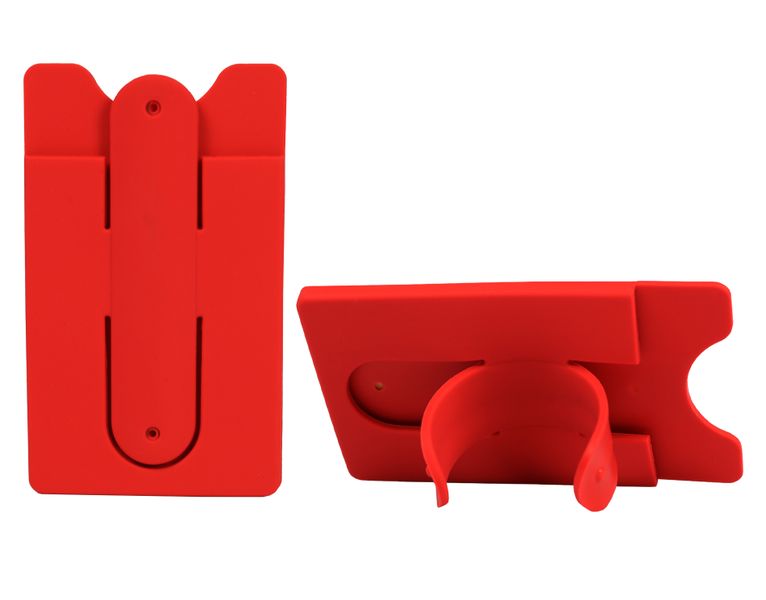 Silicone Cellphone Card Holder &amp; Stand (Red)
