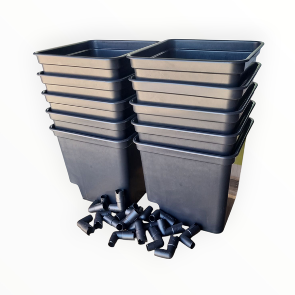 10L Black Dutch Buckets - Set of 10