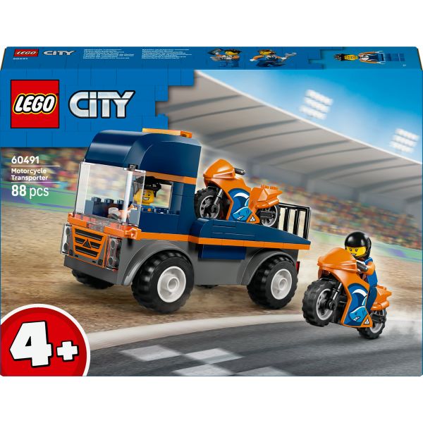 LEGO® City Motorcycle Transporter Toy and 2 Minifigures 60491