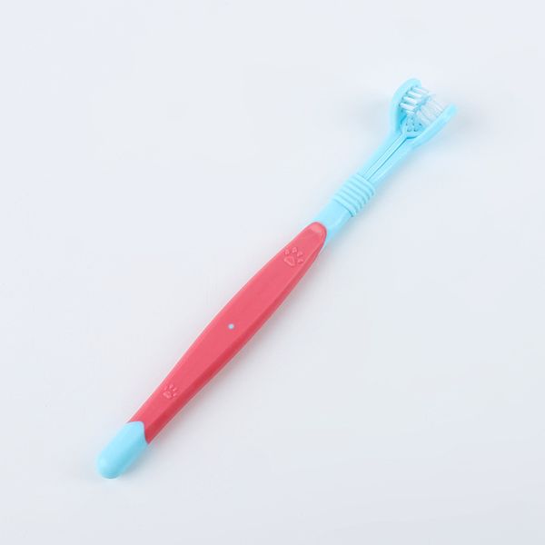 Three-Headed Soft-Bristled Toothbrush for Dogs and Cats