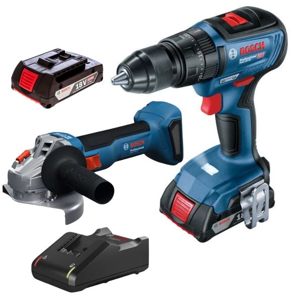 Bosch - Cordless Impact Drill and Grinder with 2x2.0Ah Batteries &amp; Charger