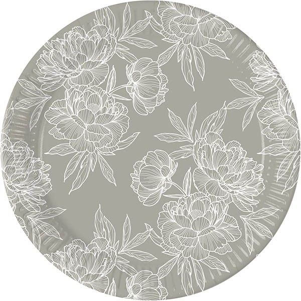 Oil Flowers Drawing Paper Plates 23cm