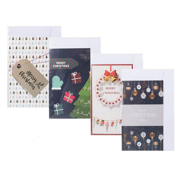 Bulk Pack X 12 Christmas Cards With Envelope 13cm