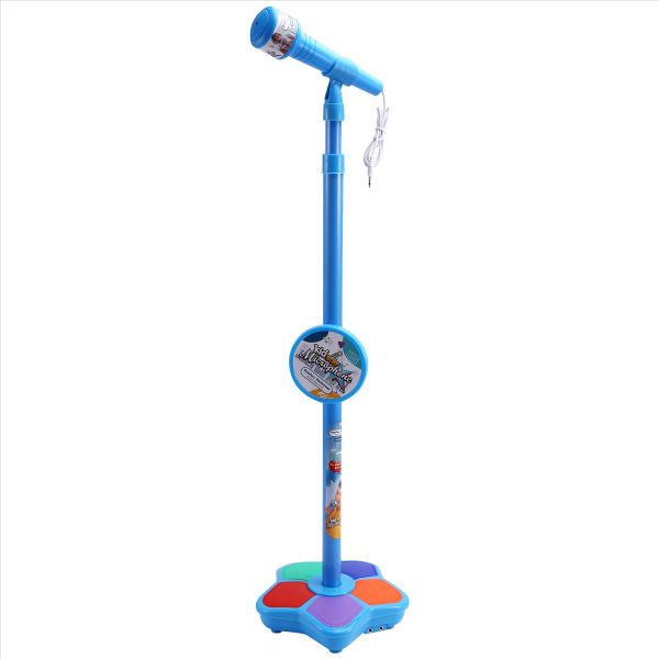Kids Microphone with Light Stand Toy Blue