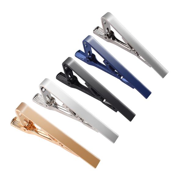 Tie Clips - Classic Tie Clip Silver Gold Black Blue Gun Black - 5 Pieces
