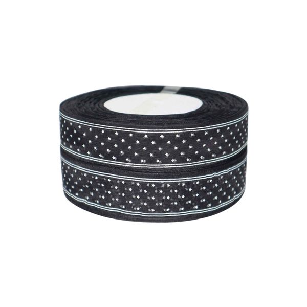 Premium Ribbon - 15mm width - Black with White Polka Dots -100m- Pack of 2