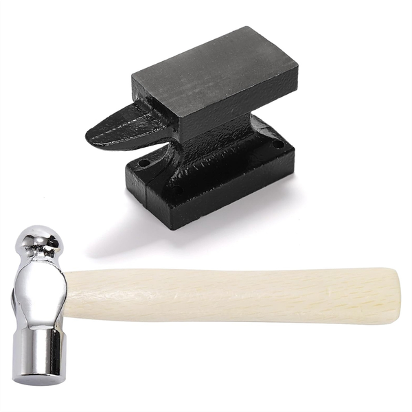 1.1 Lbs Small Horn Anvil Bench Block with Metal Stamping Hammer