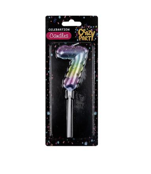 Crazy Party - Rainbow Birthday Balloon Candle 5cm "7" x 2