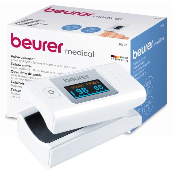 Beurer Pulse Oximeter: Oxygen Saturation Level &amp; Pulse Rate Monitor PO 35