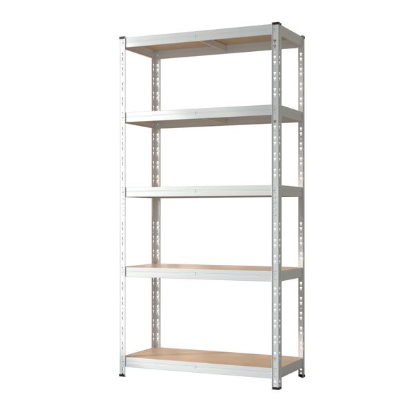 5-Tier Powder Coated WHITE Steel Adjustable Shelving.
