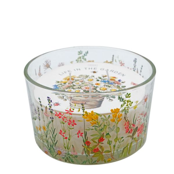 Jenam Life in the Garden Triple Wick Scented Candle - Glass Jar - 400g