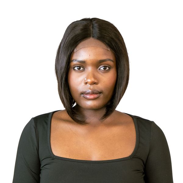 10" Straight Human Hair Bob One Way Lace Wig - 1# Black - 13A Grade