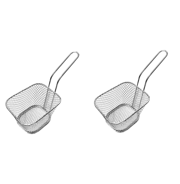 Elegant &amp; Handy Rectangular Steel Frying / Chip Basket 10 x 9 x 6cm -8 Pack