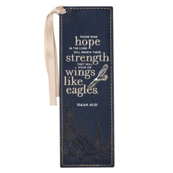 Faux Leather Pagemarker - Wings Like Eagles, Navy