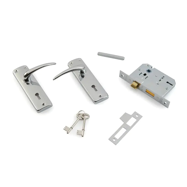 2 Lever Door Lock Set, Chrome-Plated