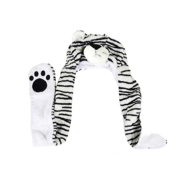 Beanie Kids Animal Zebra With Ear Flap + Hand Pocket
