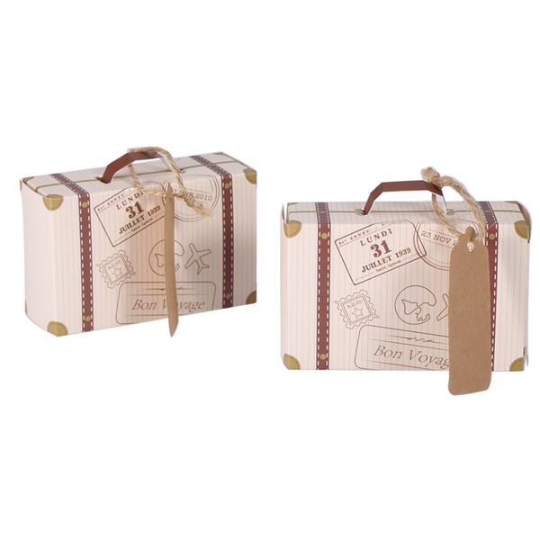 50pcs Mini Suitcase Candy Gift Boxes, Portable Cardboard, 8x3x5cm for Party