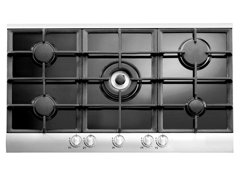 Faber - 90cm Stainless steel Gas Hob - Silver with Glass Top