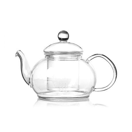 Glass teapot and outlet cup set