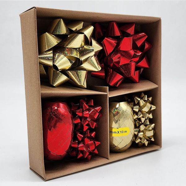 purpleX Christmas Gifting Ribbon and Bow 12 piece Set
