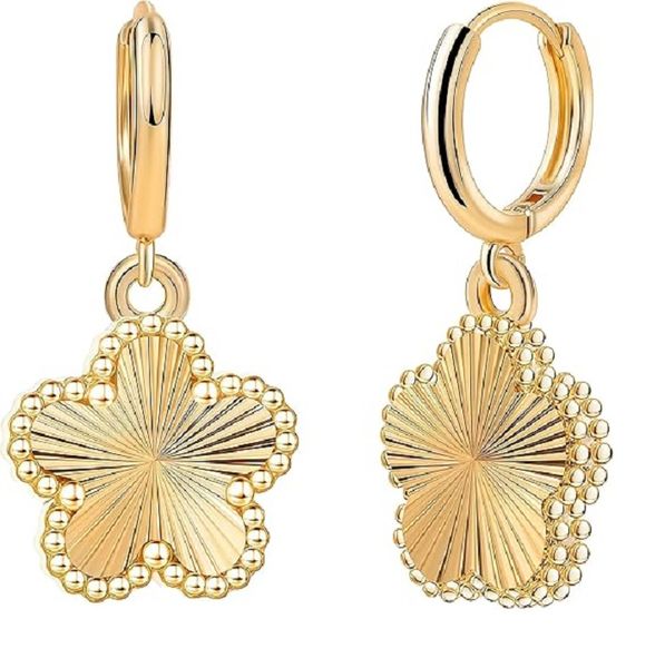 Flower Earrings, Plated Hypoallergenic Stainless Steel Dangle-Lightweight